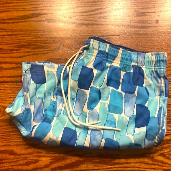 NAUTICA mens swimwear trunks water colors blue 3 functional pockets : netting Lg - Picture 12 of 12